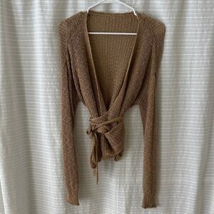 Tan Knit Wrap Sweater